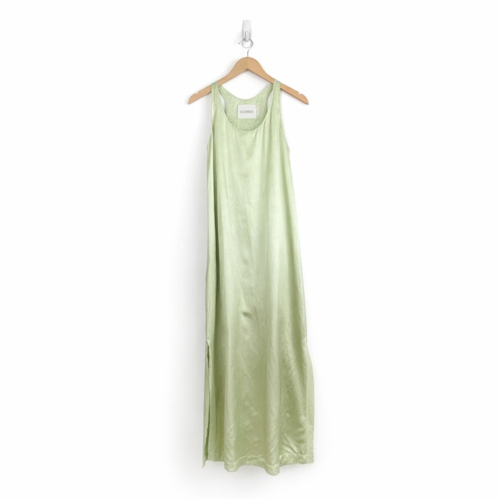 Closed Sleeveless Satin Maxi Dress in Limonada - Picture 5 of 13